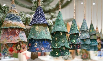 Colorful Advent Calendar Hanging Tree Ornaments with Christmas Decor