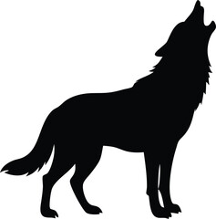Wolf howling silhouette vector illustration © MstSumi