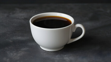 Fototapeta premium Elegant white coffee cup set on a sleek dark gray background, minimalist v 6 style.