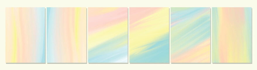 Obraz premium Set of abstract watercolor rainbow backgrounds with lines. Watercolor cover set. Abstract colorful backgrounds. 