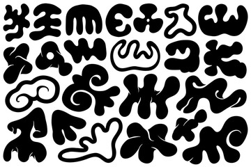 Irregular flat shapes and forms. abstract fluid, liquid organic flat shapes.