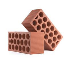 Honeycomb ceramic brick on transparent background. Realistic 3D render.