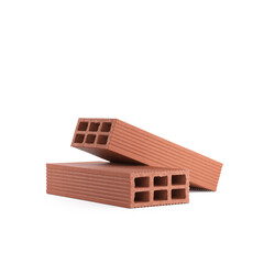 Ceramic brick type 6 holes on transparent background. Realistic 3D render.