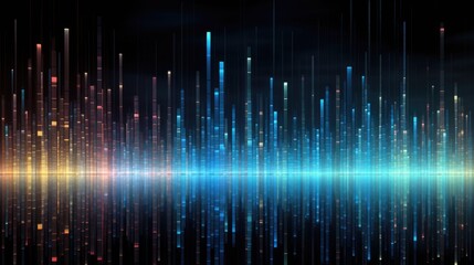 Glowing data streams in a digital matrix