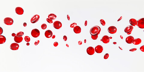 Red blood cells on white background