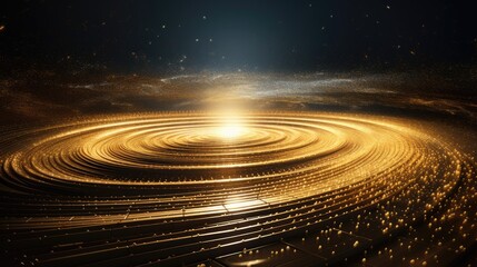 Fototapeta premium Golden radiant particles creating a wave effect