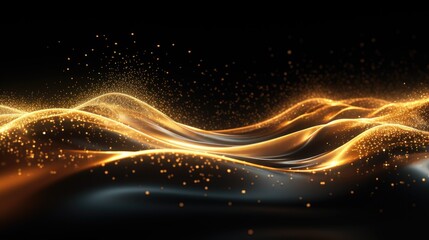 Obraz premium Golden radiant particles creating a wave effect