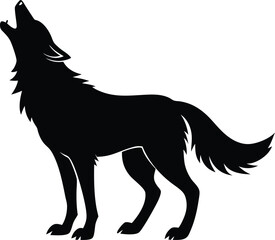 Wolf howling silhouette vector illustration