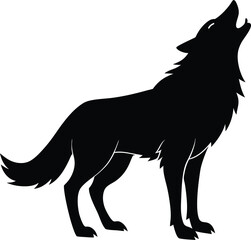 Wolf howling silhouette vector illustration