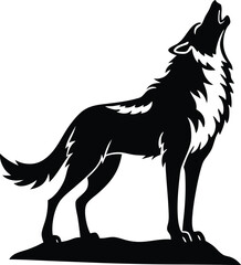 Wolf howling silhouette vector illustration