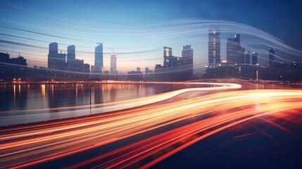 Fototapeta premium Gradient light trails with a sense of speed