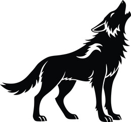 Wolf howling silhouette vector illustration