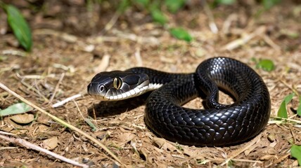 Fototapeta premium Photo of a black, short snake