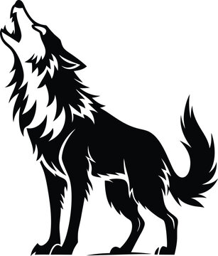 Wolf howling silhouette vector illustration