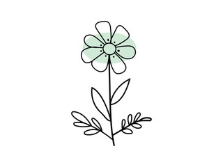 Hand-drawn flat design with a simple flower outline