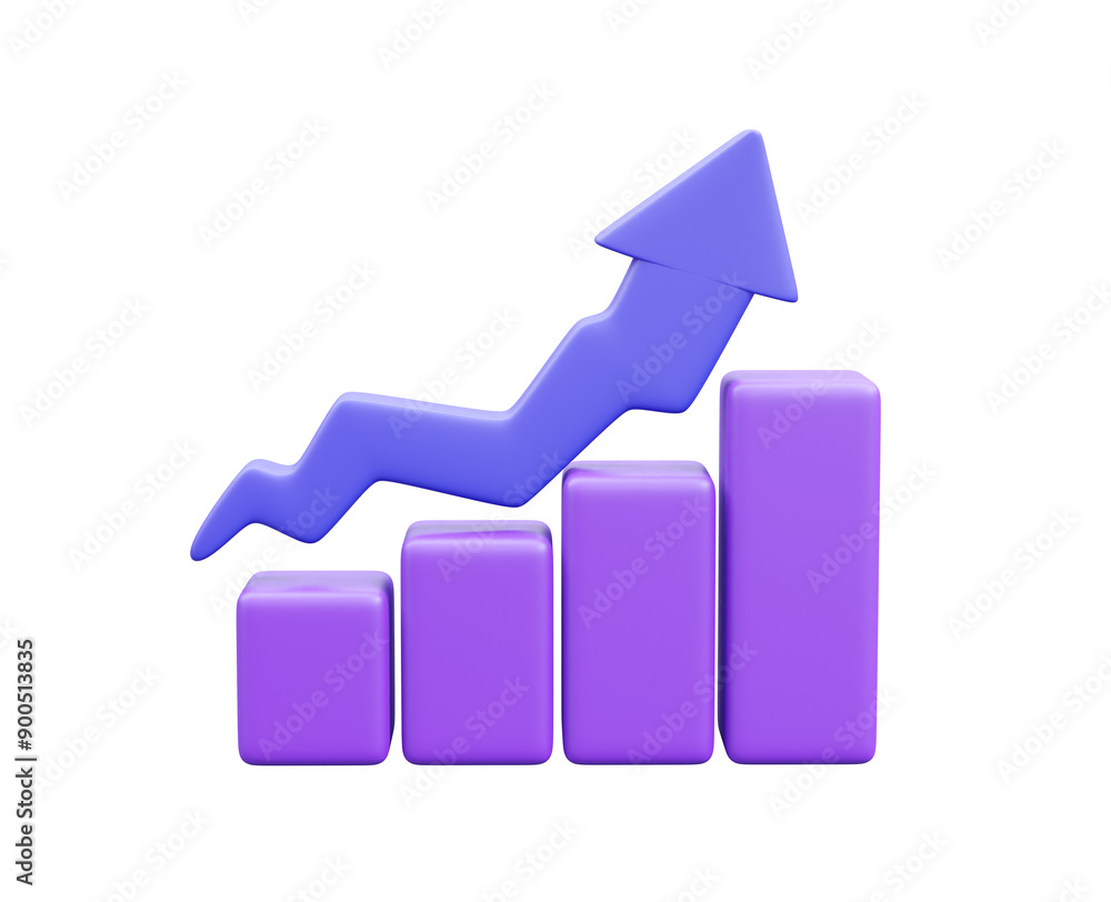 Aufkleber 3d render showcasing an upward graph with an arrow, symbolizing growth, progress, and success in var
