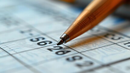 Photo of a Pen on a Number Grid