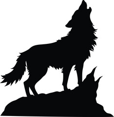 Wolf howling silhouette vector illustration