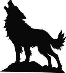 Wolf howling silhouette vector illustration