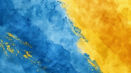 Obraz premium Blue and yellow watercolor vector texture background for poster, cover, banner, flyer, cards. Hand drawn summer illustration for design. Summer minimalistic background. Paper texture. --