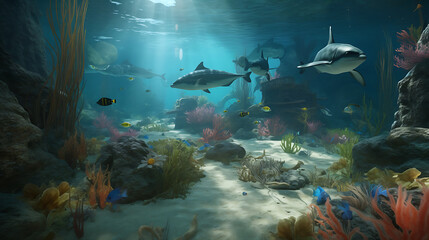 Fototapeta premium Explore Stunning Underwater Life and Marine Ecosystems with Colorful Coral Reefs and Exotic Fish