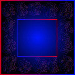 Square frame decorated with abstract pattern on blue and black background