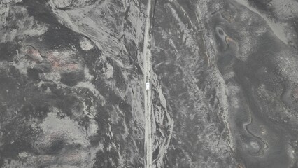 Aerial driving shot river crossings in Iceland