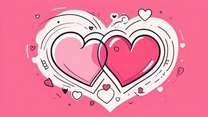 two pink hearts on a pink background