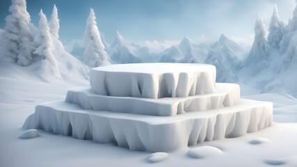 Ice snow winter cold background podium