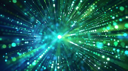 Fototapeta premium Digital technology speed connect blue green background, cyber nano information, abstract communication, innovation future tech data, internet network connection, Ai big data, line dot illustrat