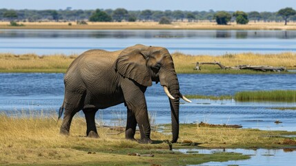 Fototapeta premium African Elephant at the Watering Hole