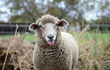 Fototapeta premium Humorous sheep close-up