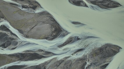 Braided Colourful Glacial rivers in Iceland