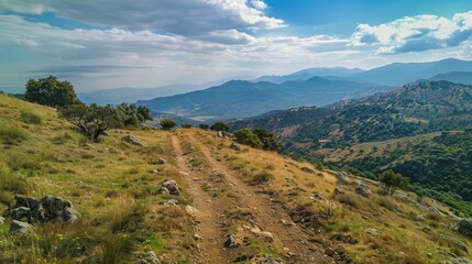 Naklejka premium Mountain Path with Stunning Views