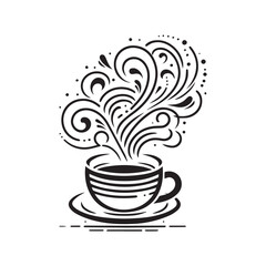  a minimalist line art illustration of a coffee cup 