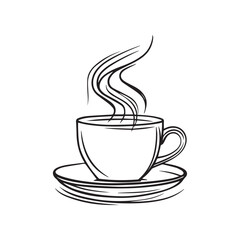  a minimalist line art illustration of a coffee cup 