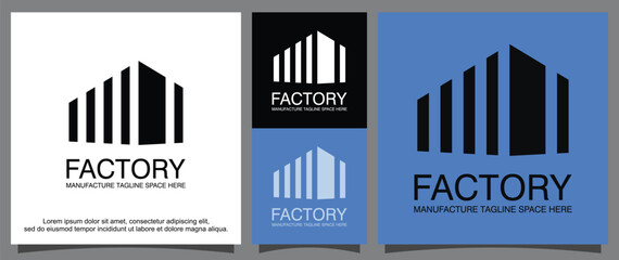 Factory illustration and barcode logo template