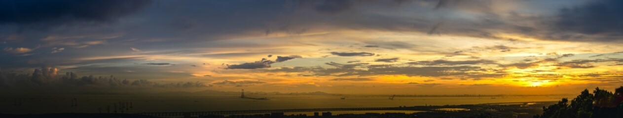 sunset afterglow over the shenzhong bridge
