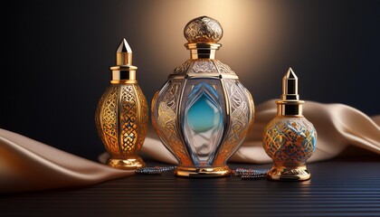 Arabian Fragrances and Perfume Bottle Designs with Exquisite Gold Embellishments