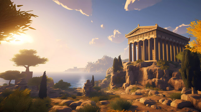 Ancient Greek temple on the hill