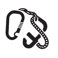 A vector illustration of a carabiner and rope