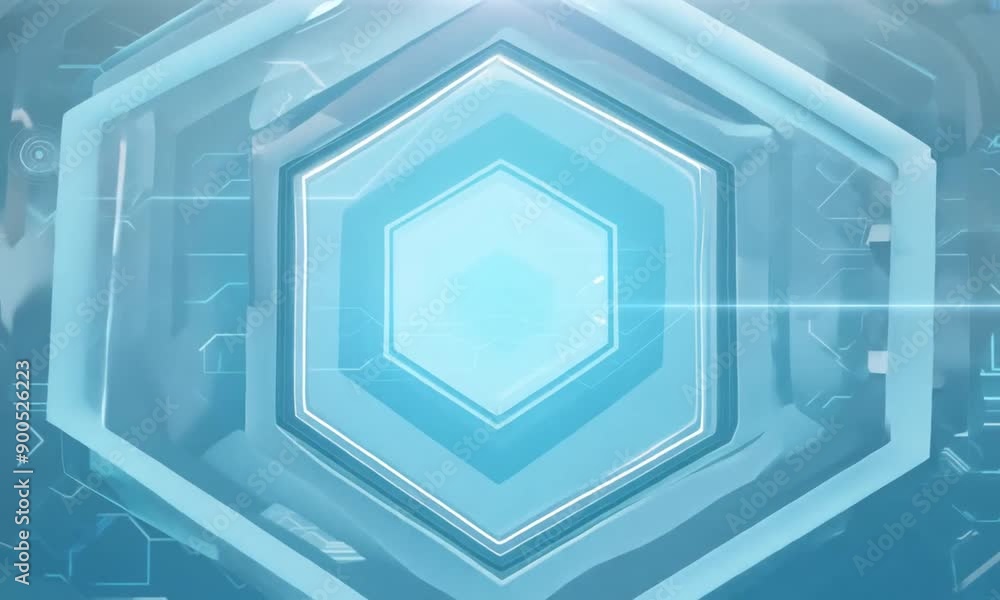 Wall mural abstract blue hexagon technology background: a futuristic, abstract design with a blue hexagon at th