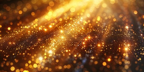 Fototapeta premium Elegant golden and white flowing waves with sparkling particles creating a luxurious and ethereal effect.
