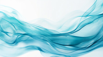 Elegant Flowing Blue Fabric Waves Against a Soft White Background in Natural Light
