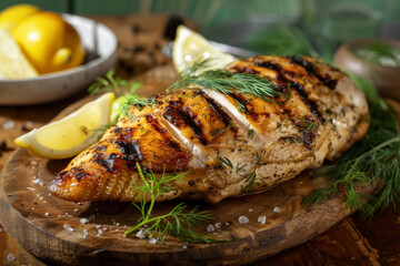 Grilled Chicken Breast with Lemon and Dill