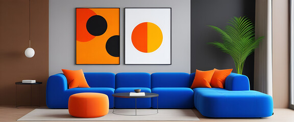 illustrazione con elementi d'arredo geometrici astratti a tema contemporaneo