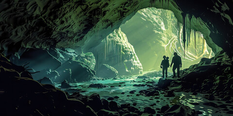 Cave Habitat Exploration: Biologists studying unique cave ecosystems, observing rare cave-dwelling species