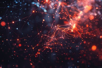 Fototapeta premium A close-up shot of a dark background with neon lights in red and blue hues