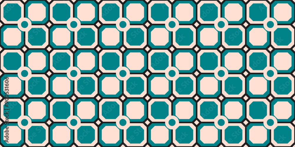 Poster Two-color checkerboard tile. Vector seamless pattern of cells.