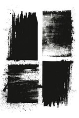 Fototapeta premium Four different black and white paint strokes on a surface